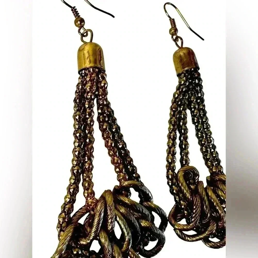 Gold metal chain dabble teardrop earrings women’s jewelry